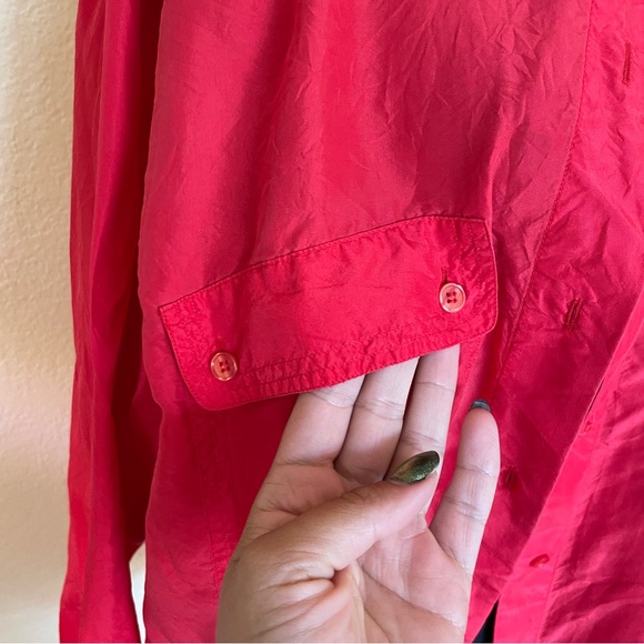 Vintage Red Eatons Button Up Blouse with Pockets Size M/L - Picture 6 of 10